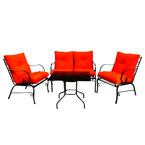 Juego de jardin aleli con almohadones naranja ref.415 metal plast