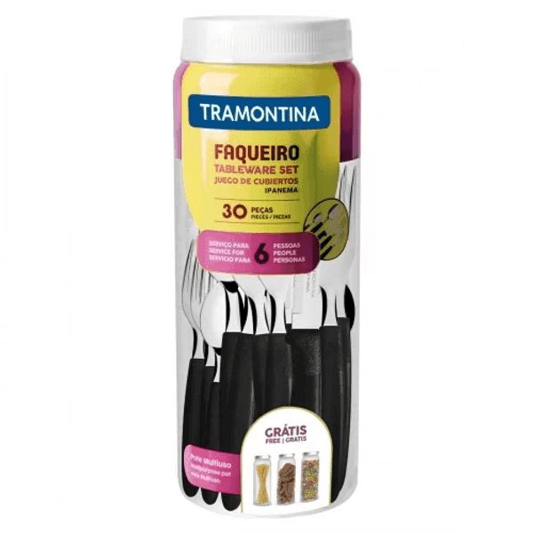 JUEGO DE CUBIERTOS TRAMONTINA 30PZAS IPANEMA NEGRO TA23398/088