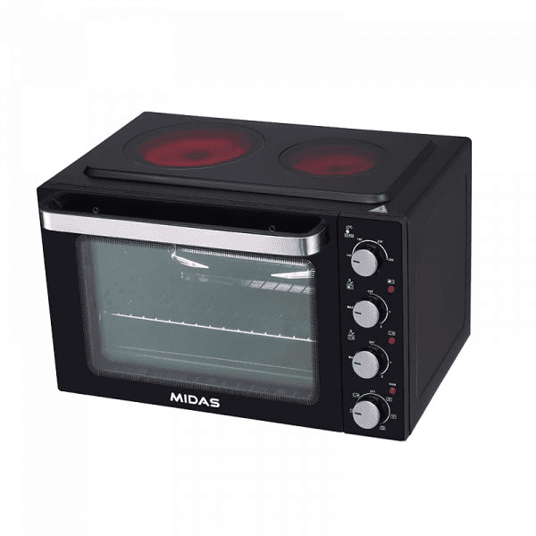 HORNO ELECTRICO MIDAS 45LTS + PLACA NEGRO MD-HEPV45LW