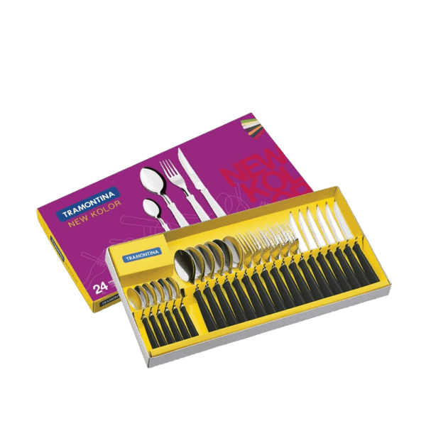 JUEGO DE CUBIERTOS TRAMONTINA 24PZAS NEW KOLOR NEGRO