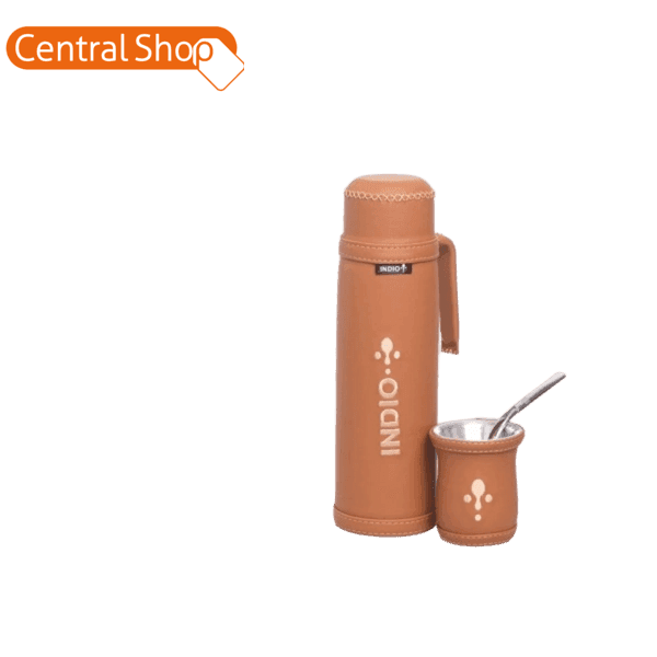 KIT P/MATE INDIO 1L SIMIL INOX+GUAMPA FORRADA - MARRON HAVANA 3245171