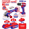 COMBO TALADRO PERCUTOR+AMOLADORA BL 2X BAT. 20V 2AH+4AH+ACCESORIOS M EMTOP 60N-M ECKL-20273