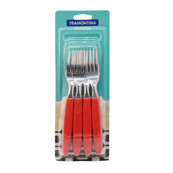 TENEDOR DE MESA TRAMONTINA IPANEMA ROJO 12 PZAS TA23362/970