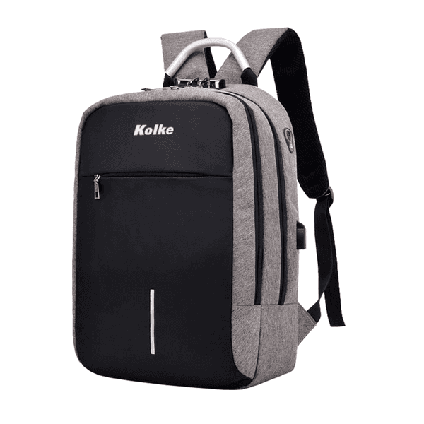 MOCHILA KOLKE ANTIRROBO C/CANDADO KVM-338 GRIS CLARO
