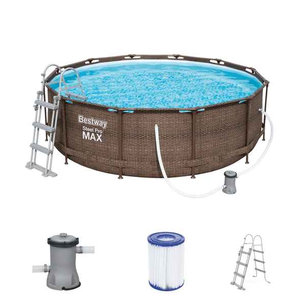 PISCINA BESTWAY ESTRUCTURA 9.150LTS DISEÑO RATAN C/ ESCALERA+FILTRO REF 56709