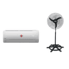 Combo aire tokyo 12,000 + ventilador de pie Cobrasa 24" 3vel negro 147w